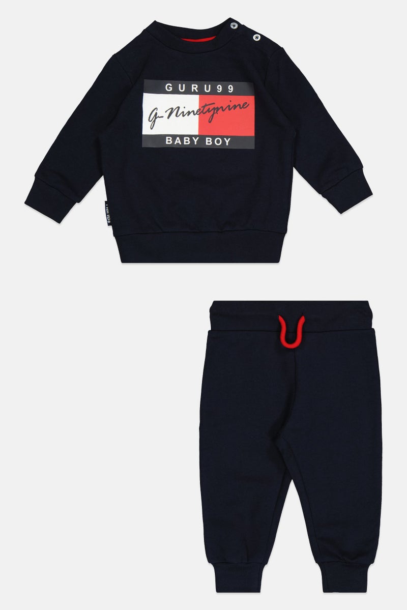 guru G99 By Guru Toddlers Boy 2 Pieces Graphic Print Top With Bottom Set, Navy - Image 2